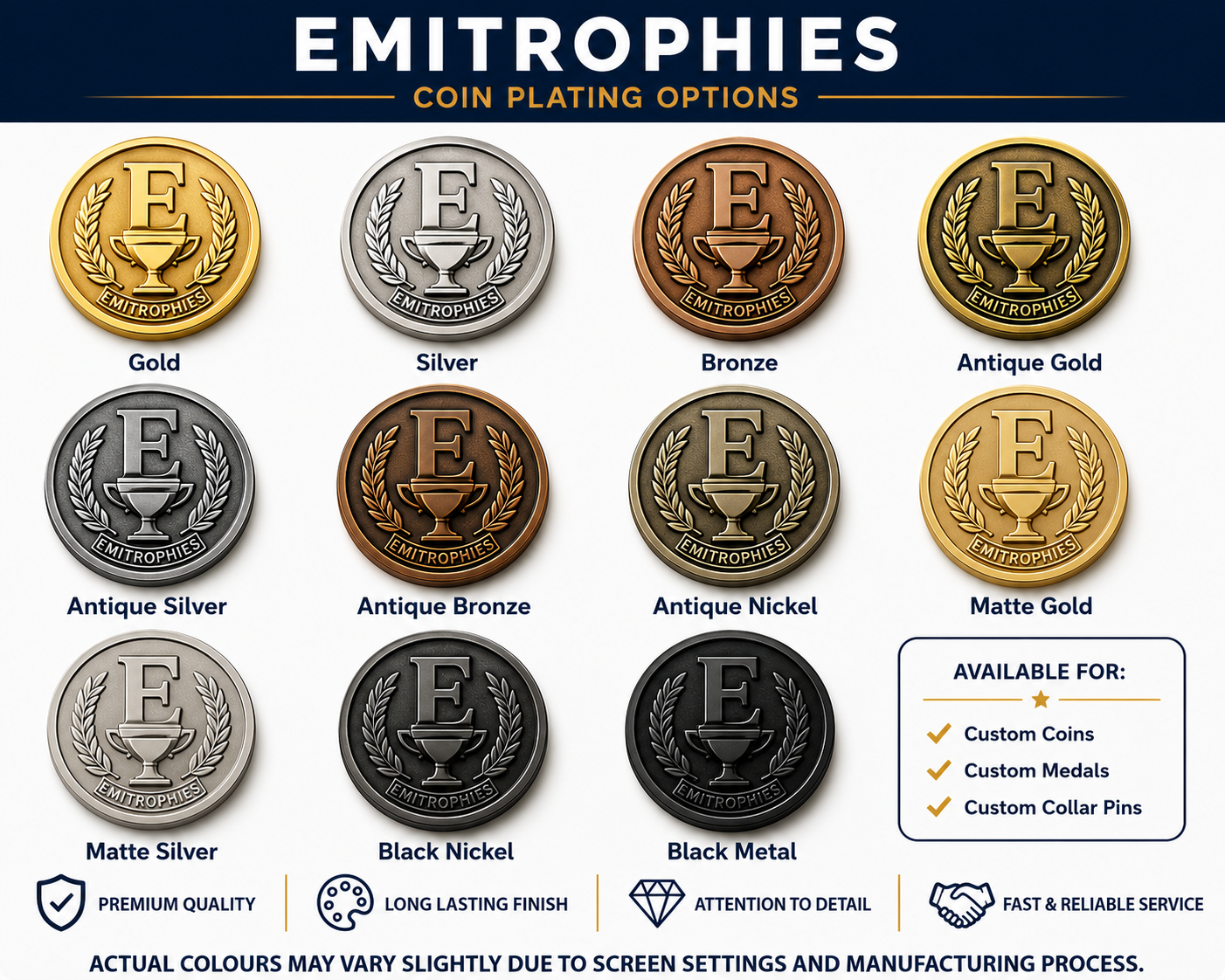 Types of metal plating for custom coins